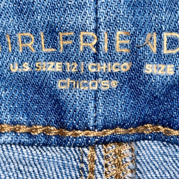 Chico’s Girlfriend Frayed Cropped Jeans Frayed Ankle Length Pashmina Indigo - Picture 8 of 8